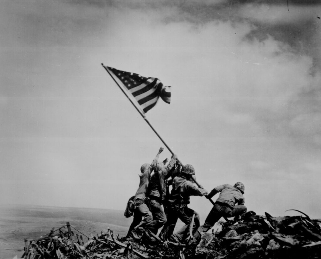 Associated Press photo of flag raising on Iwo Jima provided by Government Archives